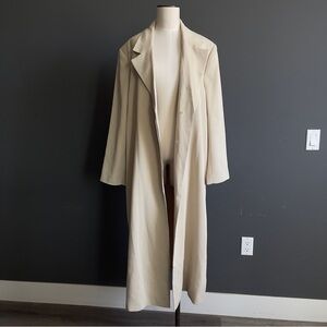 Banana Republic Cream Trench Coat Minimalist Duster Quiet Luxury Chic Capsule